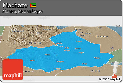Political Panoramic Map of Machaze, semi-desaturated