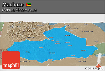 Political Panoramic Map of Machaze, semi-desaturated