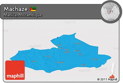 Political Panoramic Map of Machaze, single color outside
