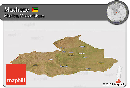 Satellite Panoramic Map of Machaze, cropped outside