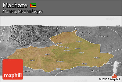 Satellite Panoramic Map of Machaze, desaturated