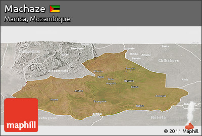Satellite Panoramic Map of Machaze, lighten, semi-desaturated