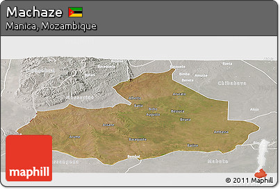 Satellite Panoramic Map of Machaze, lighten, semi-desaturated