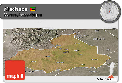 Satellite Panoramic Map of Machaze, semi-desaturated