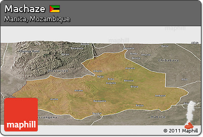 Satellite Panoramic Map of Machaze, semi-desaturated