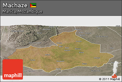 Satellite Panoramic Map of Machaze, semi-desaturated