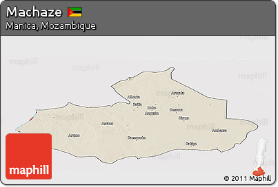 Shaded Relief Panoramic Map of Machaze, cropped outside