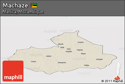 Shaded Relief Panoramic Map of Machaze, cropped outside