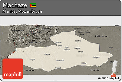 Shaded Relief Panoramic Map of Machaze, darken