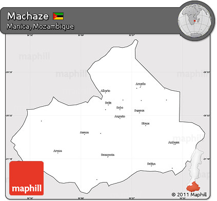 Silver Style Simple Map of Machaze, cropped outside