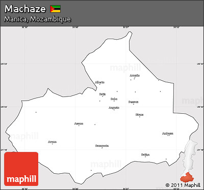 Silver Style Simple Map of Machaze, cropped outside