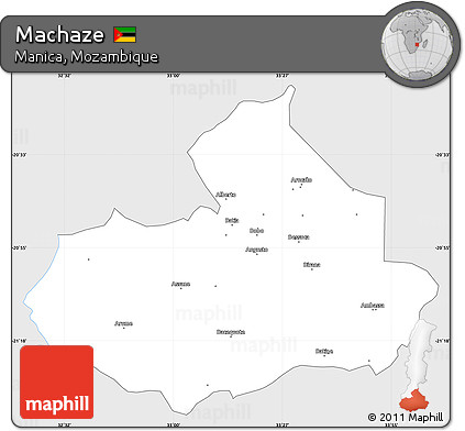 Silver Style Simple Map of Machaze, single color outside