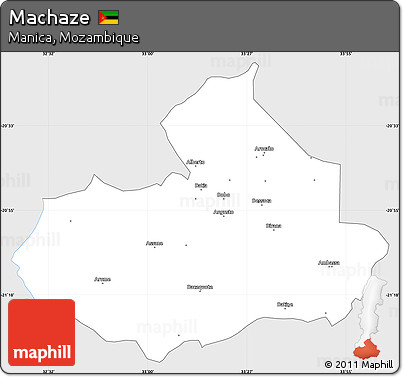 Silver Style Simple Map of Machaze, single color outside