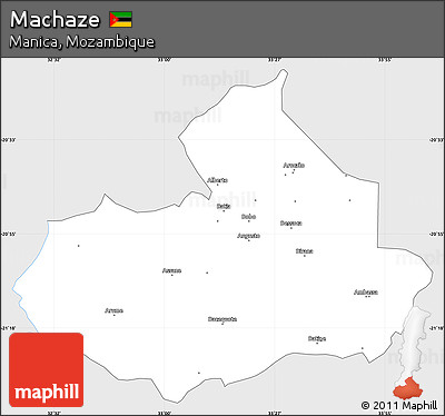 Silver Style Simple Map of Machaze, single color outside