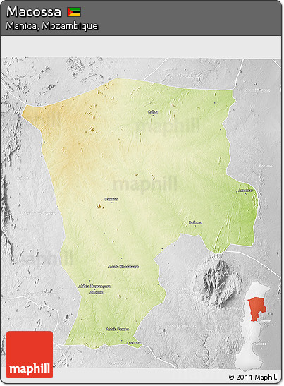 Physical 3D Map of Macossa, lighten, desaturated