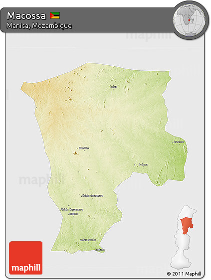 Physical 3D Map of Macossa, single color outside