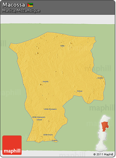 Savanna Style 3D Map of Macossa, single color outside