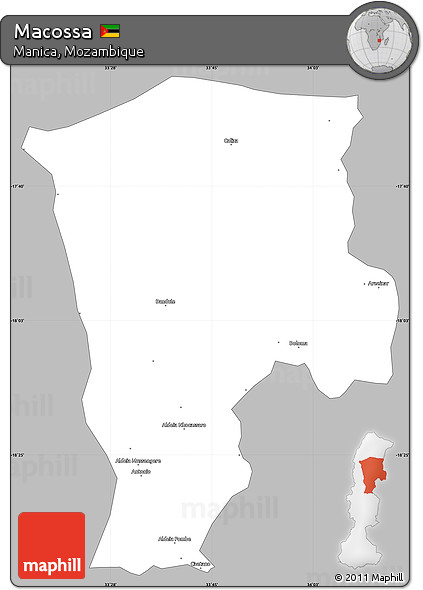 Gray Simple Map of Macossa, single color outside