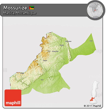 Physical 3D Map of Mossurize, cropped outside