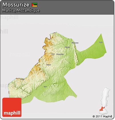 Physical 3D Map of Mossurize, cropped outside