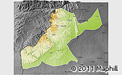 Physical 3D Map of Mossurize, darken, desaturated