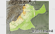 Physical 3D Map of Mossurize, darken, semi-desaturated