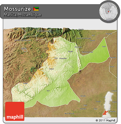 Physical 3D Map of Mossurize, satellite outside