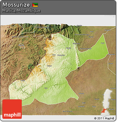 Physical 3D Map of Mossurize, satellite outside