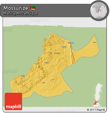 Savanna Style 3D Map of Mossurize, single color outside