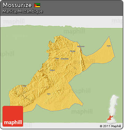 Savanna Style 3D Map of Mossurize, single color outside