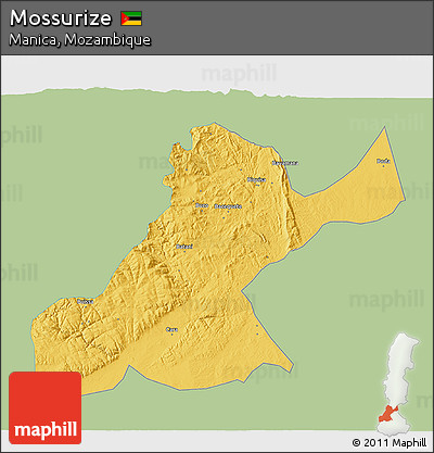 Savanna Style 3D Map of Mossurize, single color outside