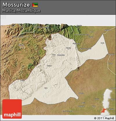 Shaded Relief 3D Map of Mossurize, satellite outside