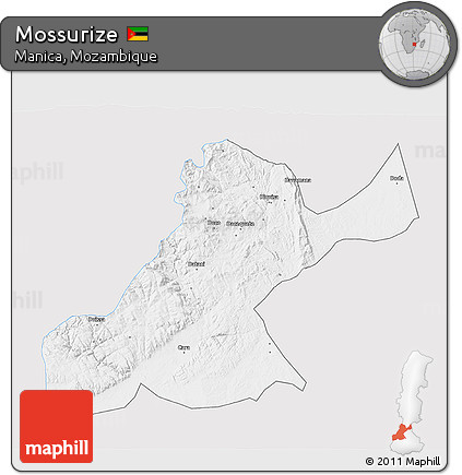 Silver Style 3D Map of Mossurize, single color outside