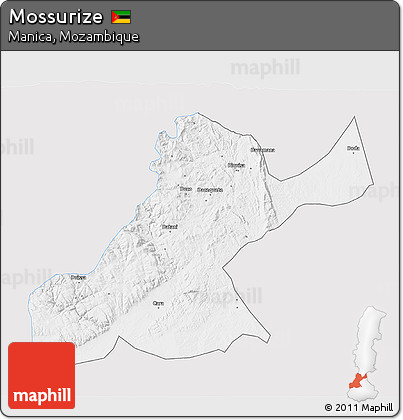 Silver Style 3D Map of Mossurize, single color outside