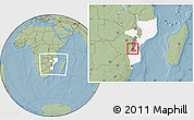 Savanna Style Location Map of Mossurize, highlighted country, highlighted parent region, within the entire country, hill shading