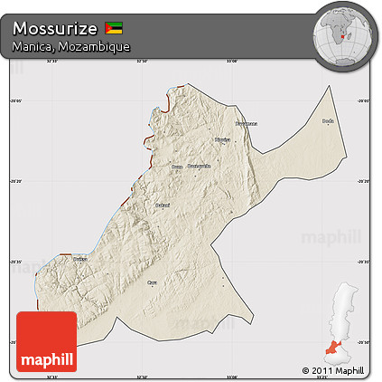 Shaded Relief Map of Mossurize, cropped outside