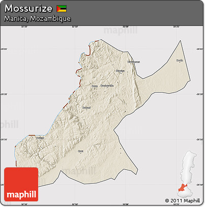 Shaded Relief Map of Mossurize, cropped outside