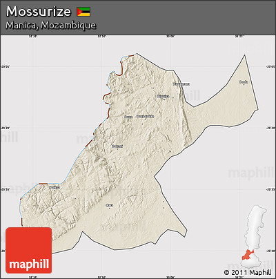 Shaded Relief Map of Mossurize, cropped outside