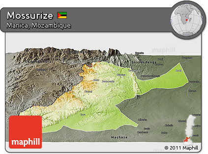 Physical Panoramic Map of Mossurize, darken, semi-desaturated