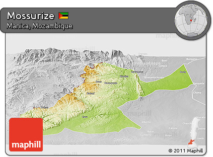 Physical Panoramic Map of Mossurize, lighten, desaturated