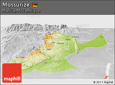 Physical Panoramic Map of Mossurize, lighten, desaturated
