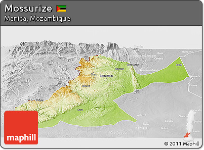 Physical Panoramic Map of Mossurize, lighten, desaturated