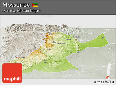 Physical Panoramic Map of Mossurize, lighten, semi-desaturated