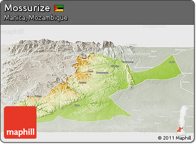 Physical Panoramic Map of Mossurize, lighten, semi-desaturated