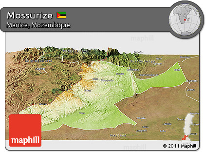 Physical Panoramic Map of Mossurize, satellite outside