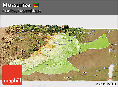 Physical Panoramic Map of Mossurize, satellite outside
