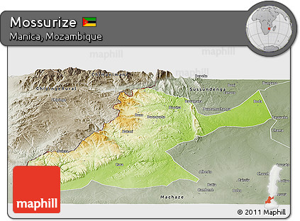 Physical Panoramic Map of Mossurize, semi-desaturated