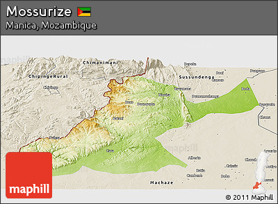 Physical Panoramic Map of Mossurize, shaded relief outside