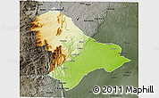 Physical 3D Map of Sussundenga, darken, semi-desaturated