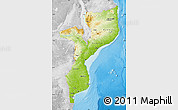 Physical Map of Mozambique, lighten, desaturated, land only